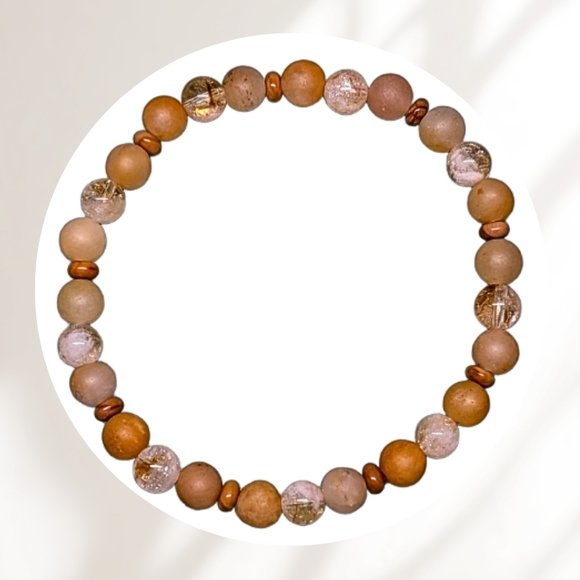 Sarah Mooney Jewelry - Elegant GENUINE Citrine, Wooden Jasper, and Yellow Jade Bracelet